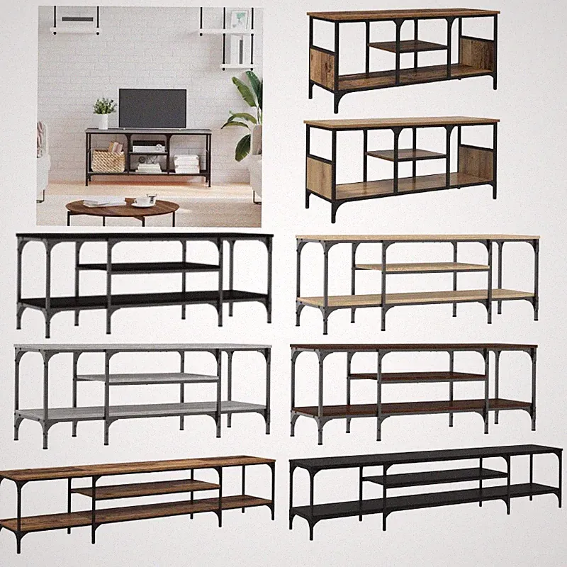 TV Schrank Ständer Sideboard HiFi Fernsehschrank Holzwerkstoff Eisen TV-Möbel
