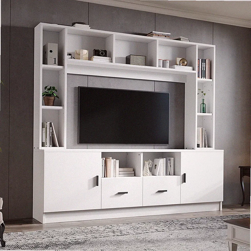 TV Wohnwand Set TV-Fernsehschrank Möbel Wandregal Hängevitrine Wohnzimmer-Set