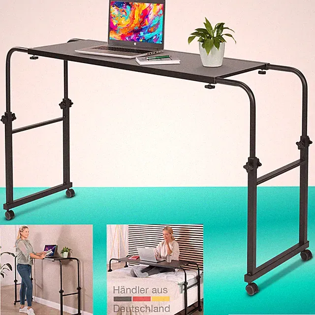 Über-Betttisch auf Rollen Mobiler Schreibtisch Pflegetisch Laptoptisch