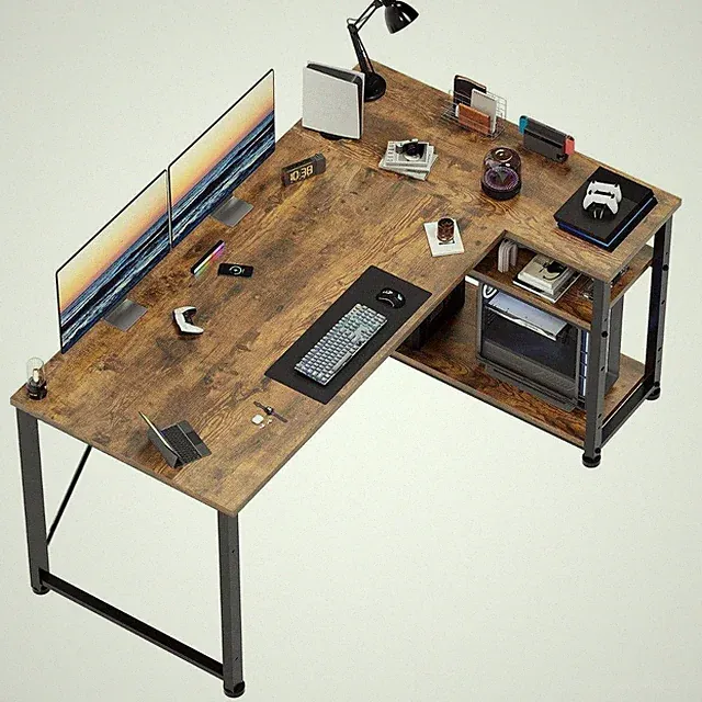 Umkehrbar Eckschreibtisch L-förmiger Schreibtisch Bürotisch Regal Stauraum 140cm