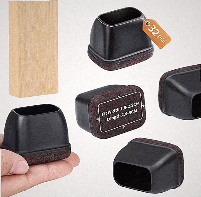 Universal Stuhlbeinkappen Silikon 32er Set rechteckig extra klein schwarz mit Fi