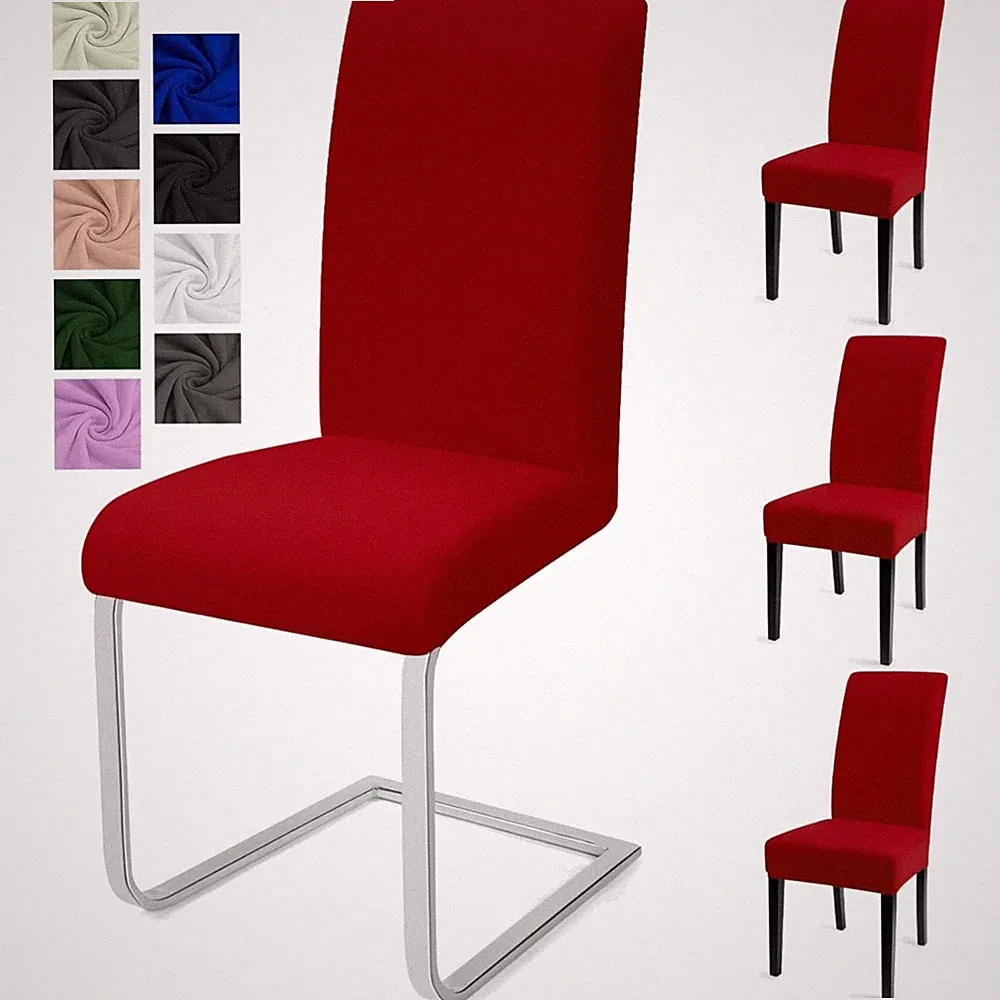 Universal Stuhlbezüge - Stretch & Abnehmbar - Esszimmer Dekoration - Rot - Set 4
