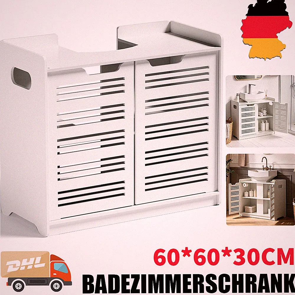 Unterschrank Badschrank Waschtischunterschrank mit 2 Türen Badezimmermöbel Weiß