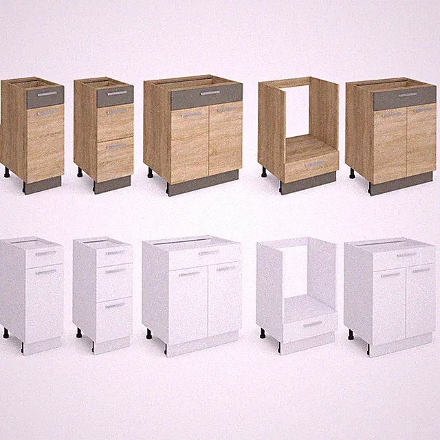 Unterschrank Spülenschrank Schubladenschrank Küchenzeile ALINA Eiche Weiß 30-100
