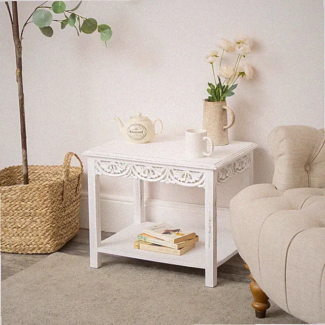 Used weiß lackierter böhmischer Beistelltisch - Freya White Range