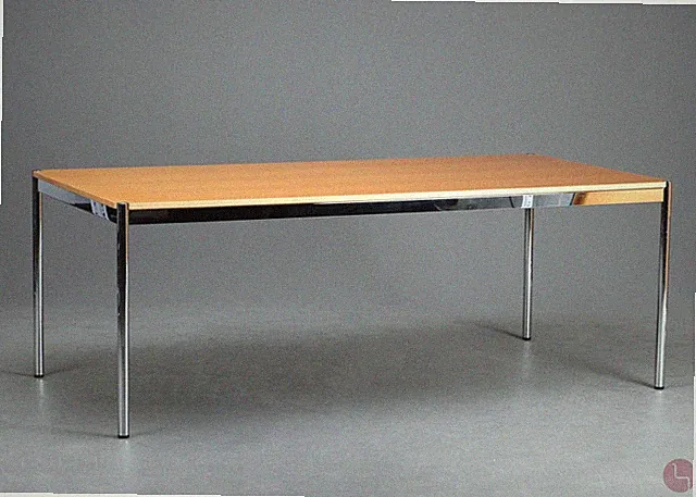 USM Haller Esstisch 200 x 100 cm Buche Platte Schreibtisch verchromt Tisch