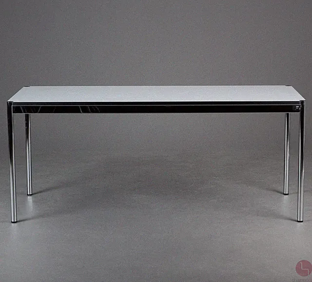USM Haller Schreibtisch 175 x 75 cm Weiß Melamin Platte Büro Tisch verchromt TOP