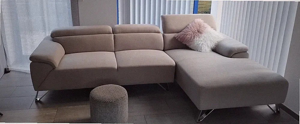 Valeska (Höffner) mod. Ecksofa beige Stoff m.Kissen, Metallgestell, Wohnzimmer