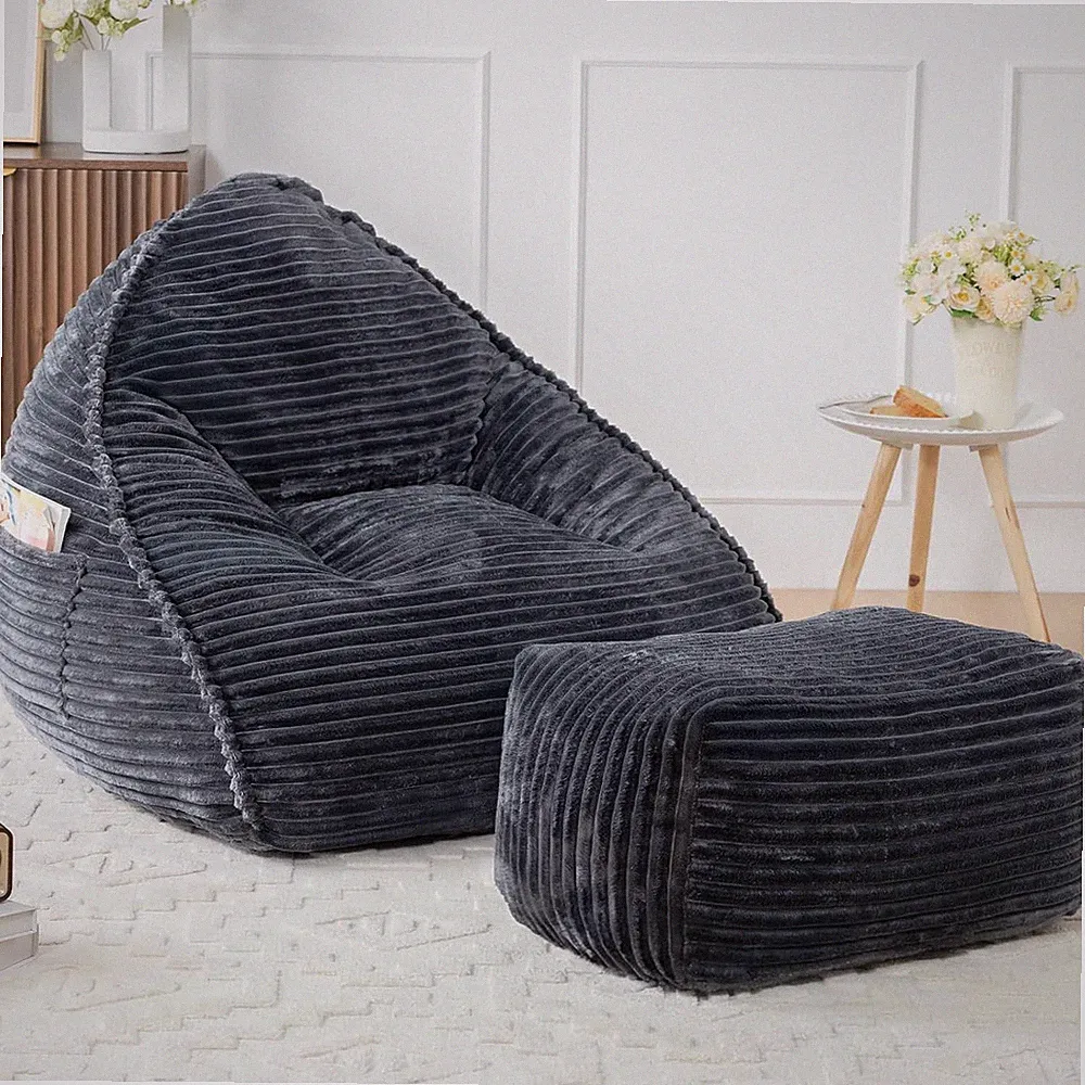 Vamcheer Sitzsack Erwachsene mit Hocker - Schlafsessel Flauschiger Ultraweicher