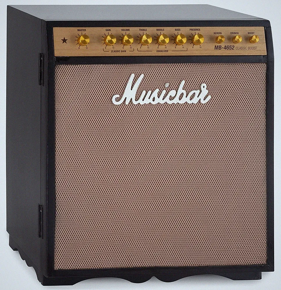 Variabler Musikermöbel-Schrank in Gitarrenverstärker-Optik für Flaschen, LPs uvm