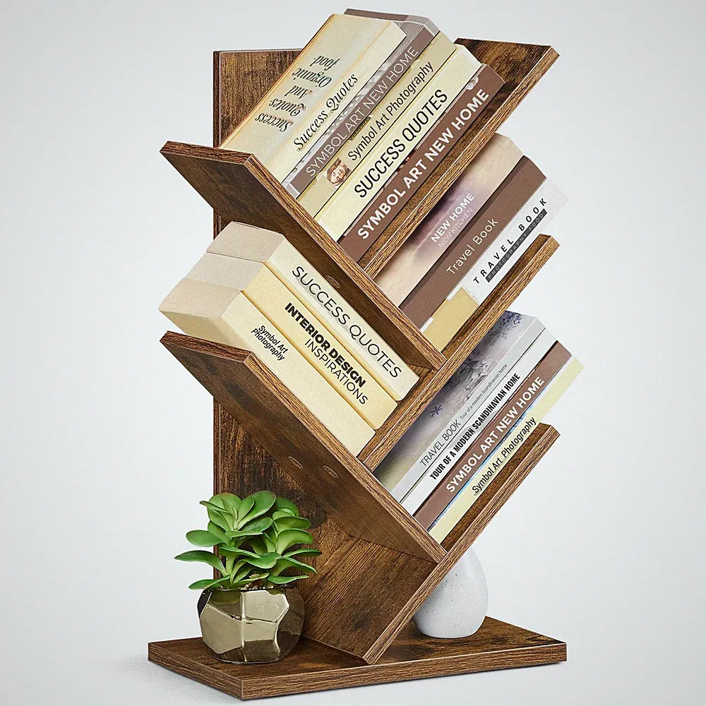 VASAGLE Baum-Bücherregal, 5-stöckiges Standregal, platzsparend für die Ecke