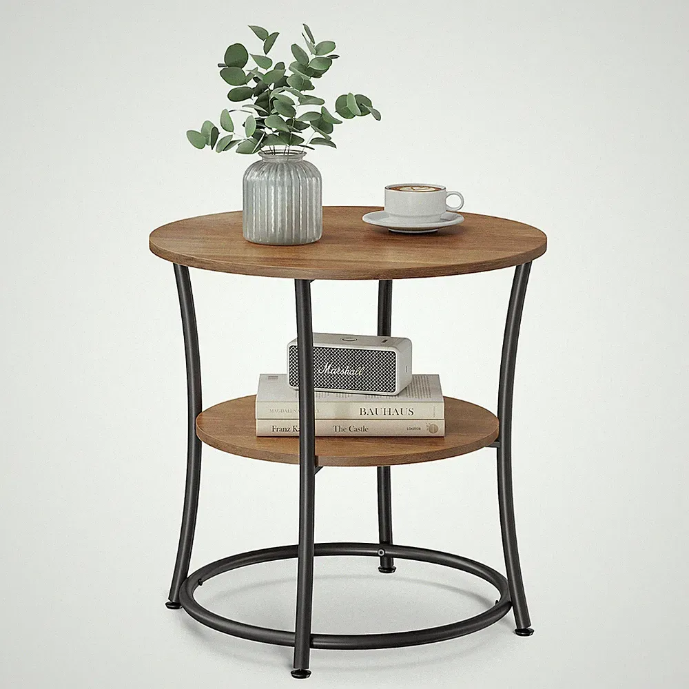 VASAGLE Beistelltisch, Couchtisch rund, Sofatisch, Wohnzimmer, Schlafzimmer