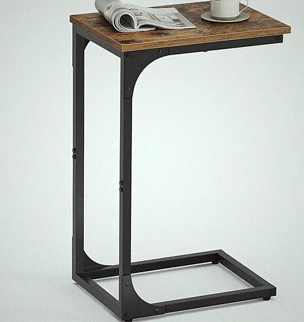 VASAGLE Beistelltisch, Sofatisch, C Form, Couchtisch, mit Metallgestell