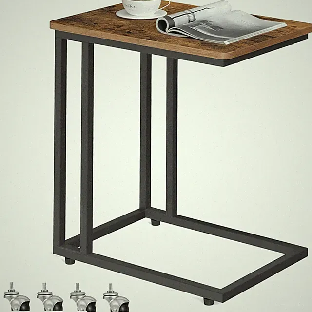 VASAGLE Beistelltisch, Sofatisch mit Rollen, C-Form, mobiler Kaffeetisch, 35 x