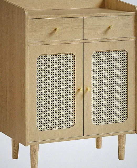 VASAGLE BOHOVEN Sideboard Küchenschrank Rattan-Optik Schubladen Ablage