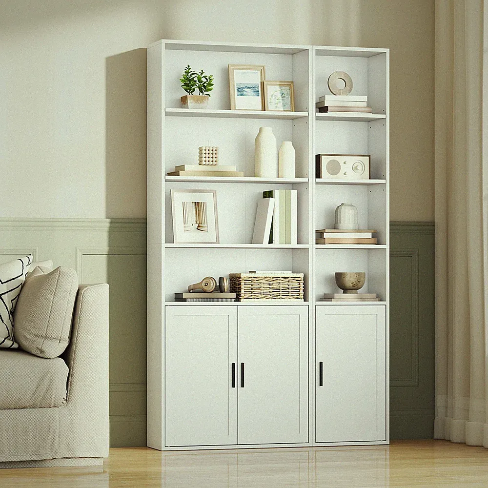 VASAGLE Bücherregal, 6-stöckiges hohes Regal, Standregal mit Tür, Wohnzimmer