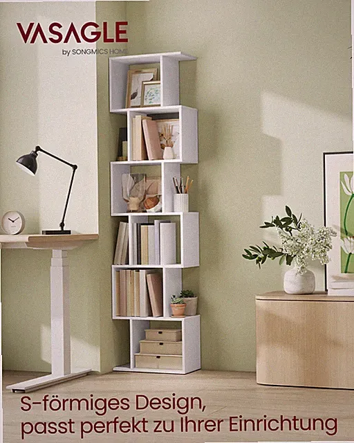 VASAGLE Bücherregal, Regal mit 6 Ebenen, 24 x 40 x 191 cm, Standregal, Büroregal