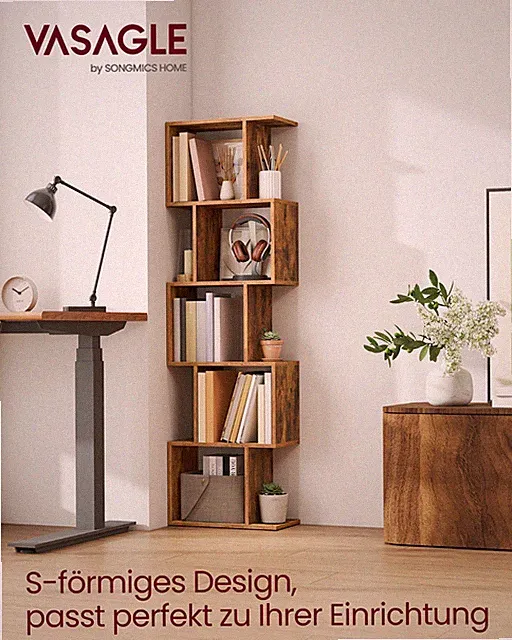 VASAGLE Bücherregal, Regal mit 6 Ebenen, 24 x 40 x 191 cm, Standregal, Büroregal