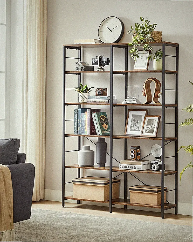 VASAGLE Bücherregal Standregal mit 6 Ebenen Industrie-Design für Wohnzimmer