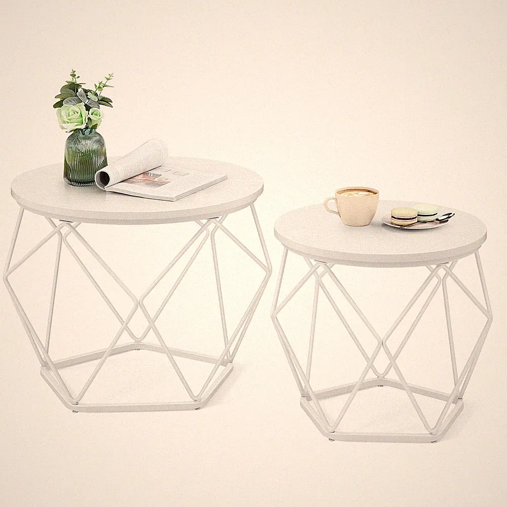 VASAGLE Couchtisch 2er Set Wohnzimmertisch abnehmbare Tischplatte LETDE040W46