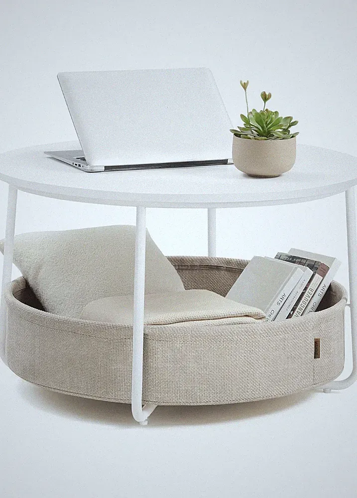VASAGLE Couchtisch rund, Wohnzimmertisch mit Korb 75cm NEU noch Verpackt