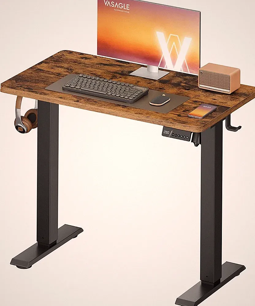 VASAGLE Höhenverstellbarer Schreibtisch, Stehtisch, Computertisch, Erinnerung