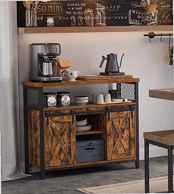 VASAGLE Industrial Aufbewahrung Sideboard rustikal Schrank Vintage Metall Konsolentisch