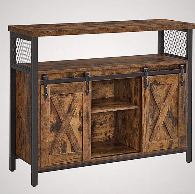VASAGLE Industrial Aufbewahrung Sideboard rustikal Schrank Vintage Metall Konsolentisch