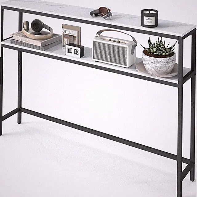 VASAGLE Konsolentisch, schmaler Sofatisch mit 2 Ablagen, LNTDE133W59V1