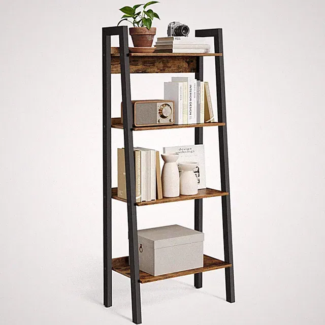 VASAGLE Leiterregal, 4-stufiges schmales Regal, Bücherregal für Home Office, Wohnen...
