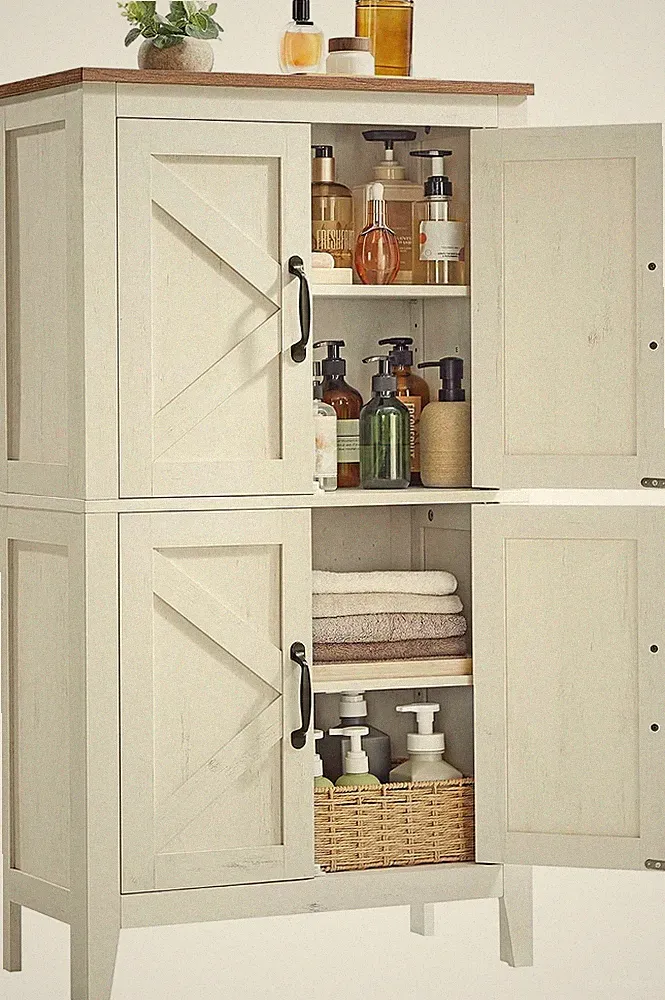 VASAGLE LIRY Aufbewahrungsschrank Badschrank verstellbare Ablagen vint