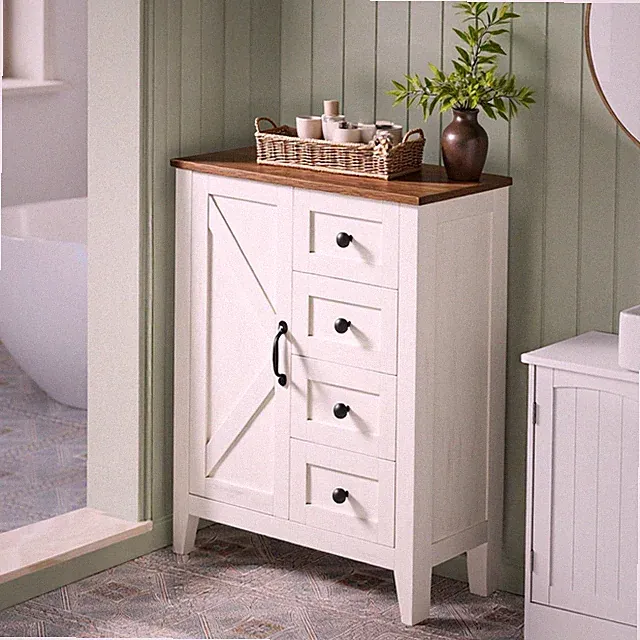 VASAGLE LIRY Kollektion - Aufbewahrungsschrank,Badezimmerschrank im Landhausstil