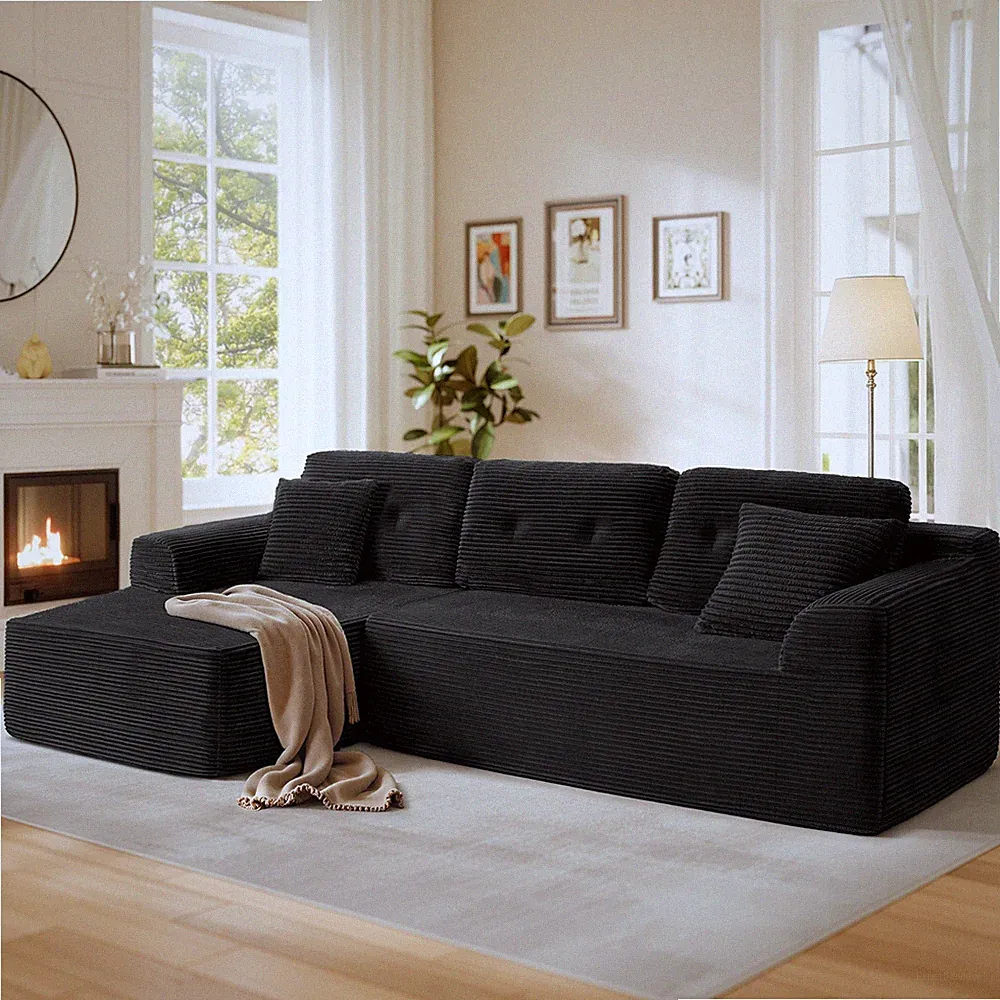 VASAGLE Modulares Sofa, Ecksofa mit Liege, 242 cm breit, vakuumverpackt