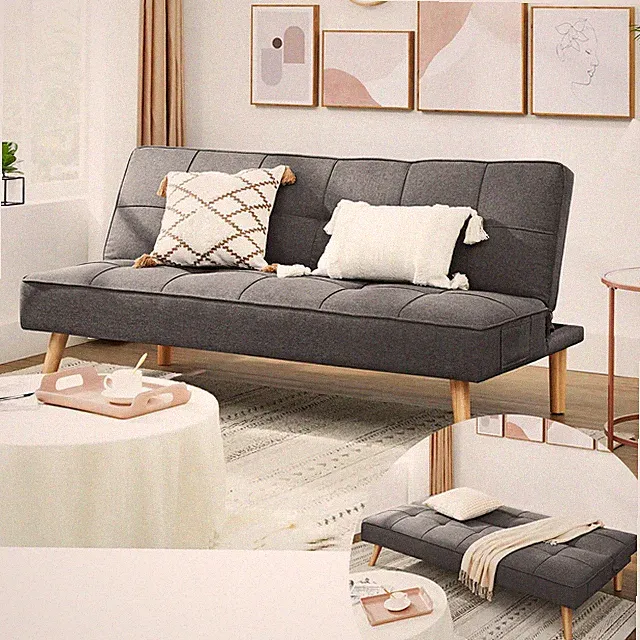 VASAGLE Schlafcouch Klappsofa Couchbett Gästebett Sofa Grau 175cm