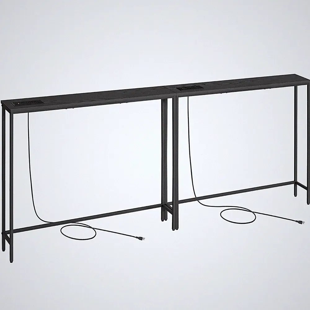 VASAGLE Schmaler Konsolentisch mit Steckdosen Regal hinter Sofa