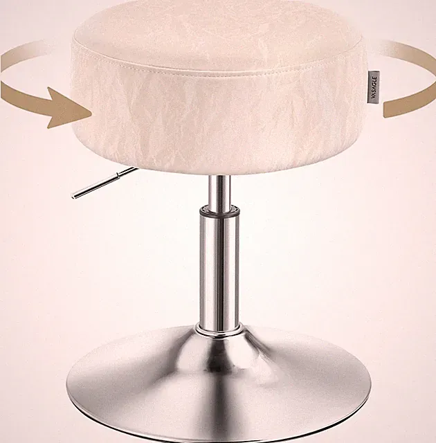VASAGLE Schminkhocker, Schminkstuhl, Barhocker, Höhenverstellbar, 360° Drehbar
