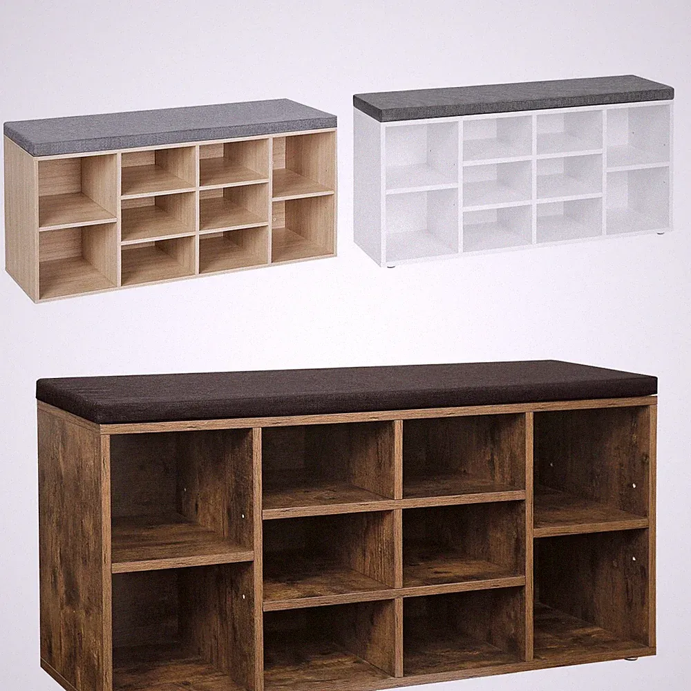 VASAGLE Schuhbank Sitzbänke Schuhregal mit Sitzkissen 104cm SHL10