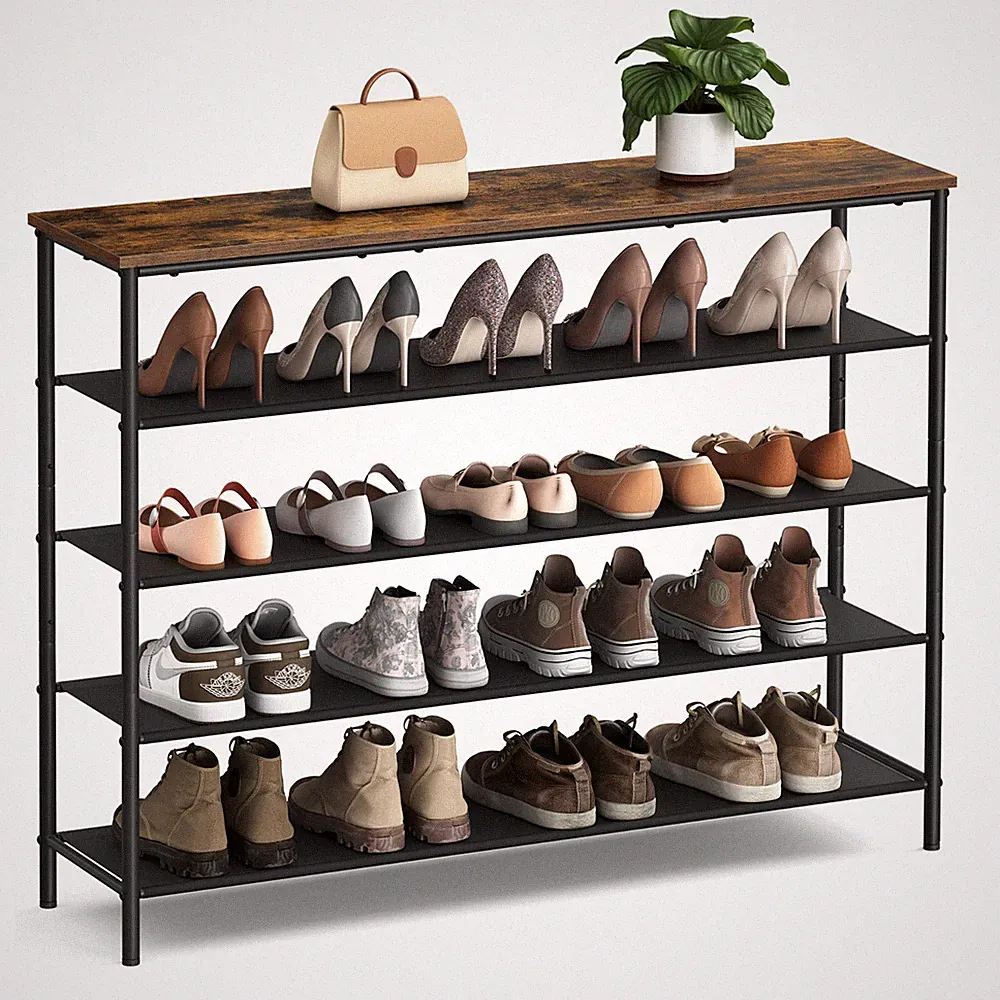 VASAGLE Schuhregal mit 4/5 Ebenen Schuhschrank Schuhständer Schuhablage