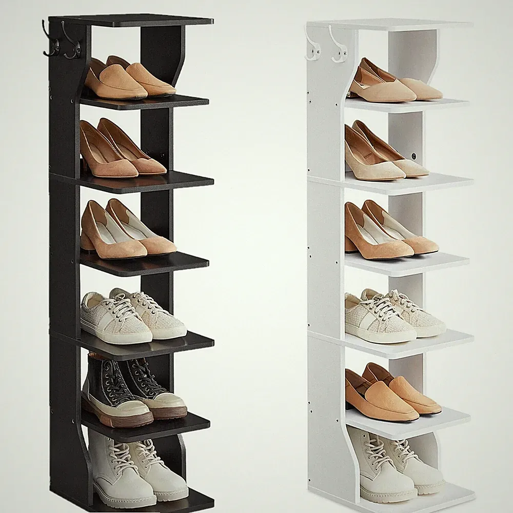VASAGLE Schuhregal Schmal Standregal mit 7 Ebenen Ecke Schuhablage 110cm