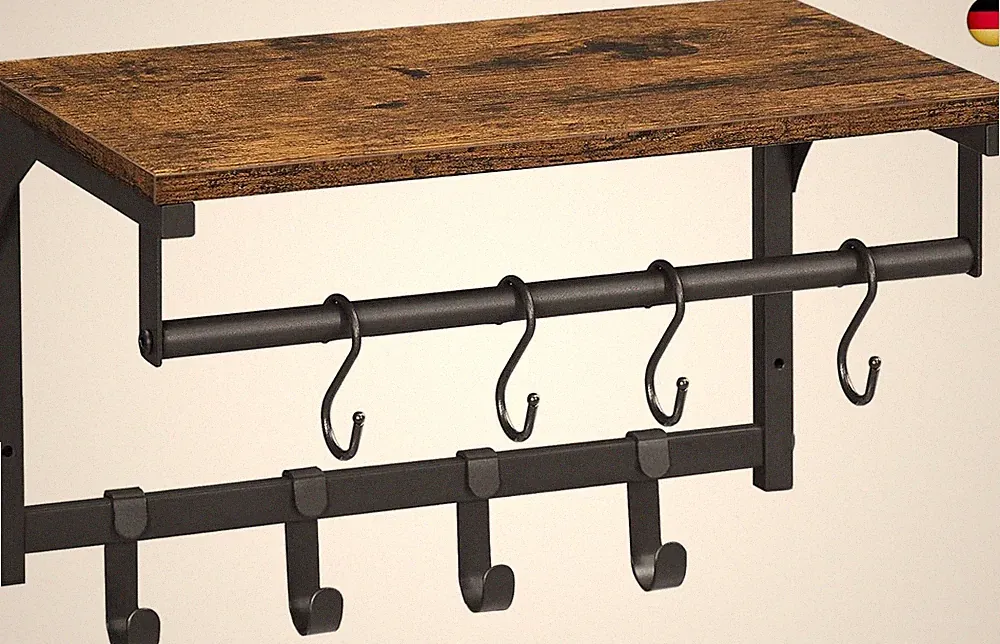 VASAGLE Wandgarderobe, Möbel für Eingangsbereich, Garderobe, mit 8 Haken und R