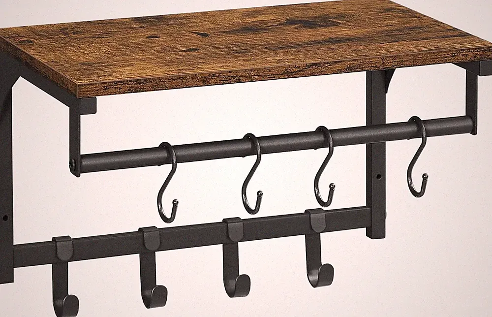 VASAGLE Wandgarderobe, Möbel für Eingangsbereich, Garderobe, mit 8 Haken und R
