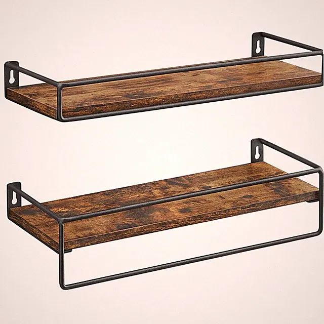 VASAGLE Wandregal 2er Set mit Stange Wandboard LWS441B01