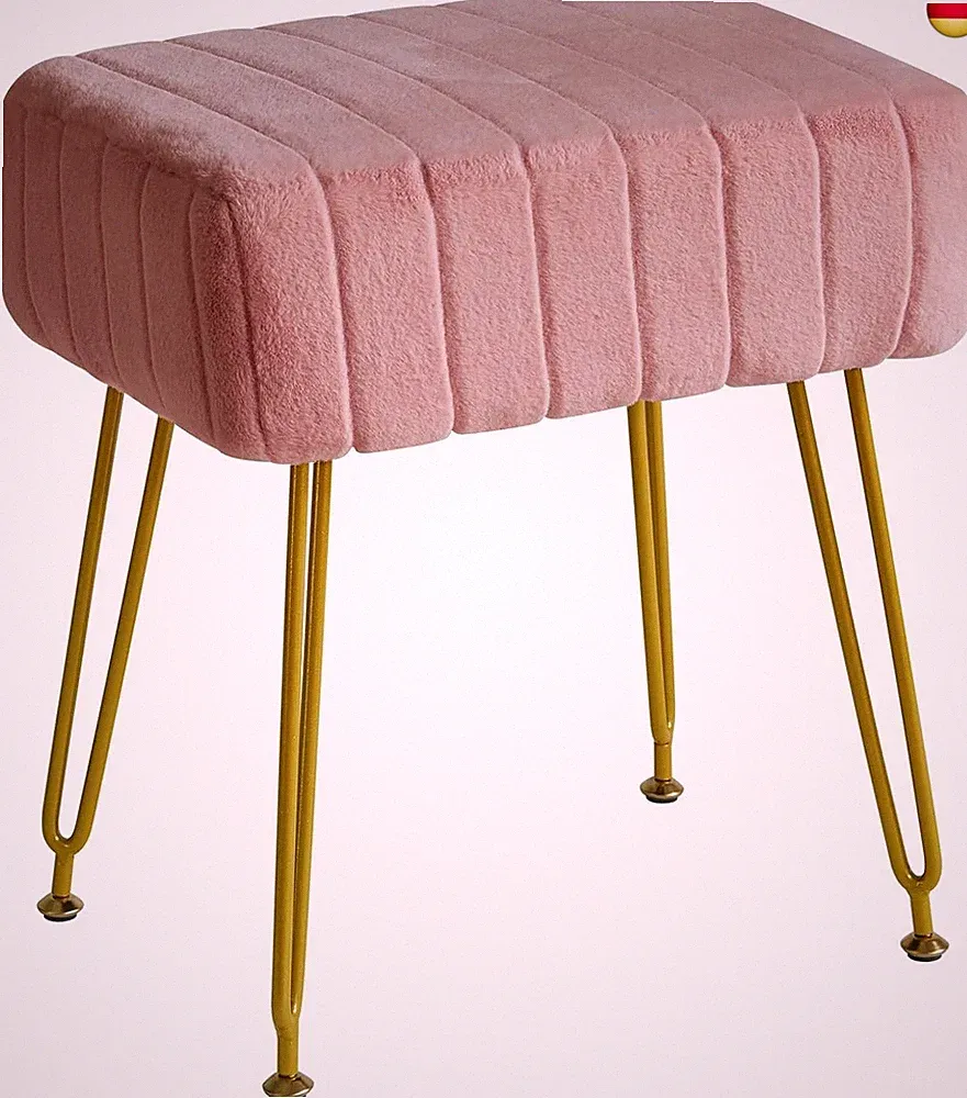 Velvet Rechteckiger Fußstützenstuhl Ottoman, Make-up Eitelkeits Hocker Beistellt