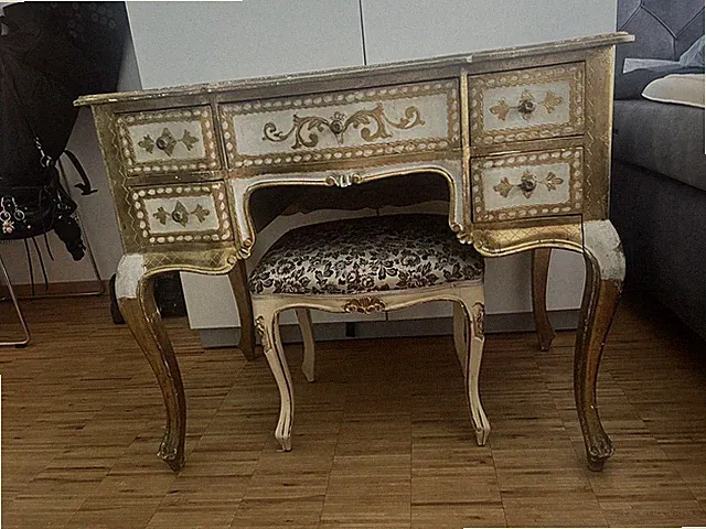 Venezianischer Damen-Schreibtisch & Hocker | Vintage / Shabby Chic | Rokoko-Stil