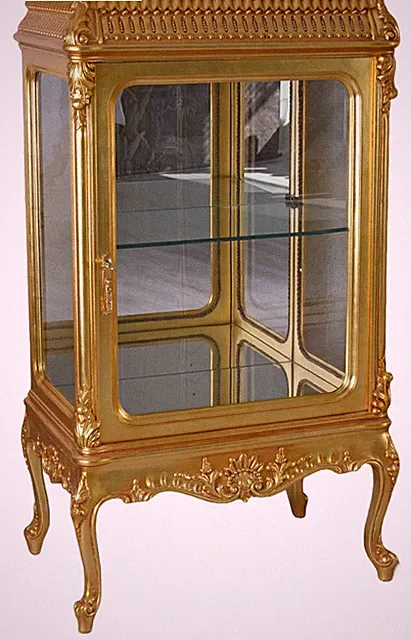Vergoldete Barock Vitrine Spiegel & Glas „Marie Antoinette“, Standvitrine 133cm