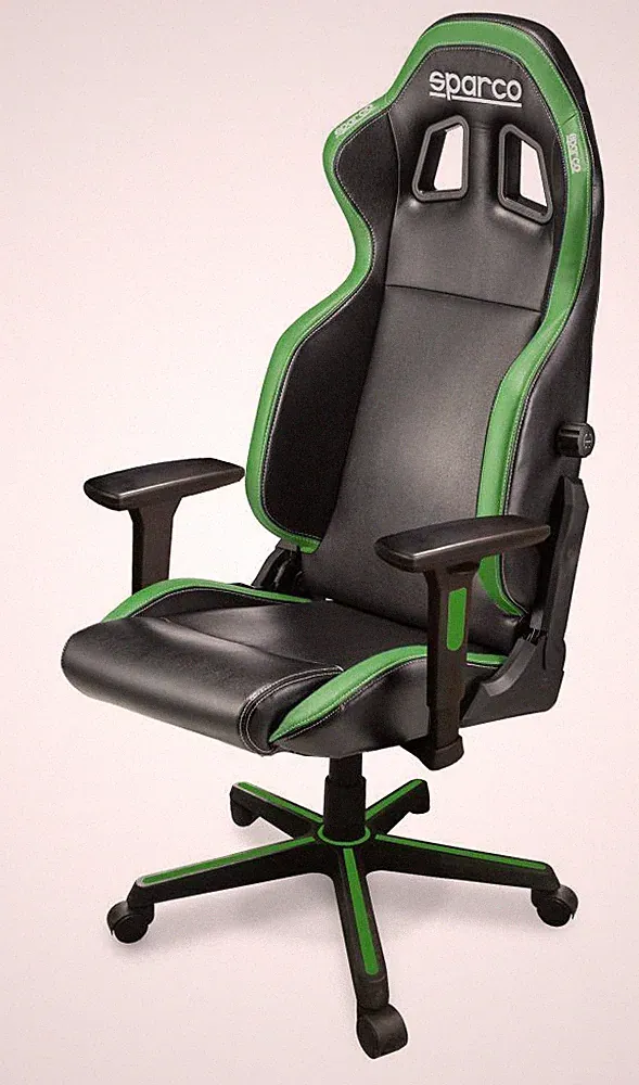 VERKAUF!! Sparco ICON Bürostuhl Verstellbarer Gaming-Sitz Schwarz/Grün 00998NRVD