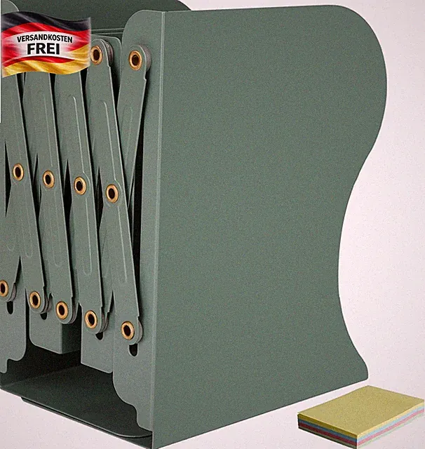 Verstellbare Metall Buchstützen Set für Regal und Schreibtisch, Langlebig, Grün