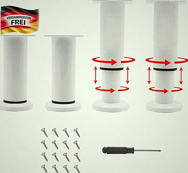 Verstellbare Möbelbeine 4er Set Weiß für Schränke Sofas Tische & Betten
