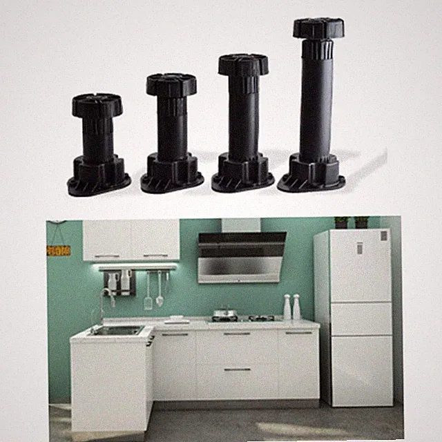 Verstellbare Möbelfüße 4 Stück für Schrank Sofatisch mit Clips schwarz