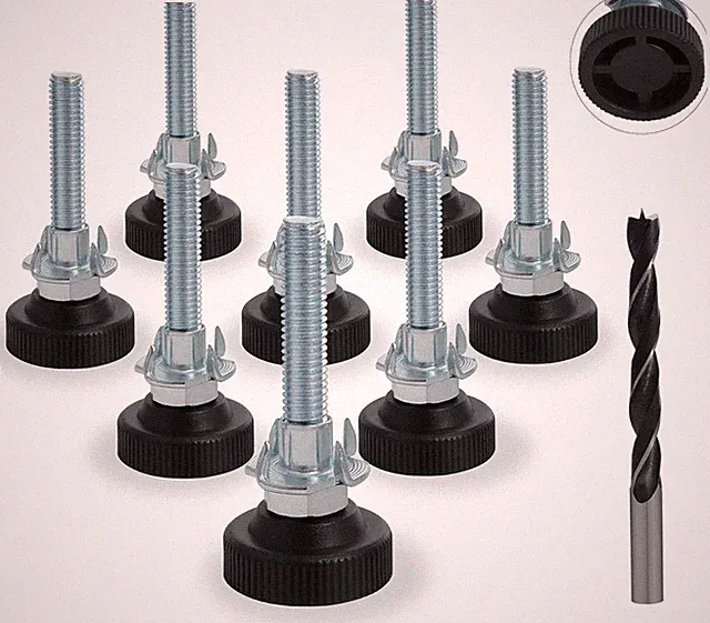 Verstellbare Möbelfüße M8 x 50mm 8 Stück Schwarz/Silberfarben